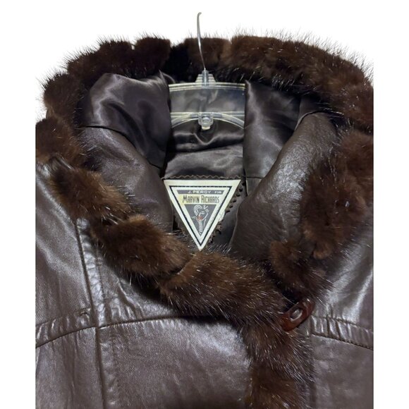 VTG Marvin Richards Leather Overcoat XL Fur Trim Oversized Hooded Butter Soft - Picture 3 of 11